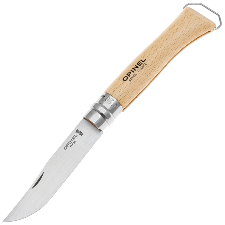 Нож Opinel №10, нержавеющая сталь, рукоять из бука, со штопором