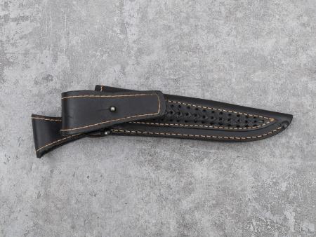 Авторский нож Барс Кузница Медведь (мозаичный дамаск, стабилизированная карельская береза, резная рукоять, инкрустация)