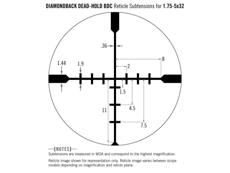 Прицел оптический Vortex Diamondback 1.75-5x32 Dead Hold BDC / SFP d1"(25,4 мм) MOA