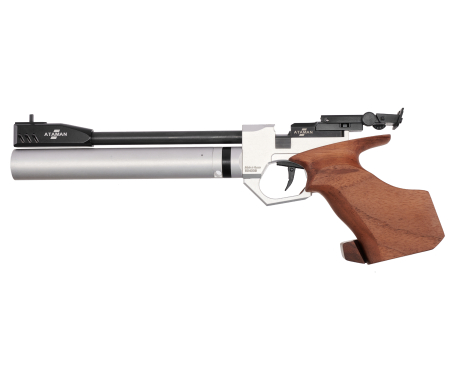 Пневматический PCP пистолет Атаман  AP16 Sport Silver кал. 4,5 Pellet  (Орех)
