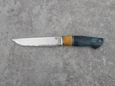 Нож Охотник Кузница Медведь (Х12МФ в обкладках 95Х18 через никль, вставка премиум стабилизированная карельская береза)