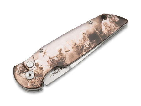 Автоматический складной нож Pro-Tech TR-3 Four Horsemen, рукоять Aluminium аэография, сталь 154-СМ Satine (89 мм) 