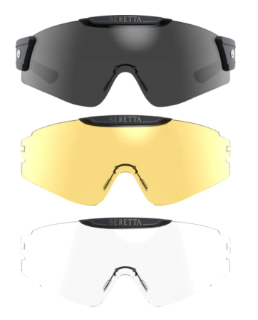 Очки стрелковые Beretta полуободковая чёрная оправа с тремя сменными линзами (OC08)