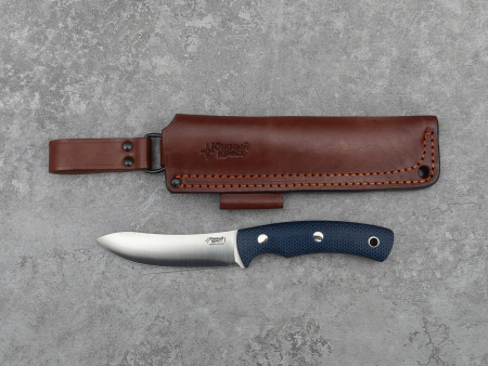 Нож Южный крест Траппер, рукоять Микарта синяя с оружейной насечкой