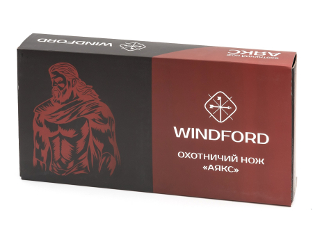 Нож охотничий Windford "Аякс" тан,в комплекте (короб+шубер, патч ПВХ, темляк)
