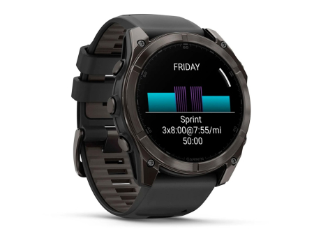 Наручные GPS смарт-часы GARMIN Fenix 8 - 51 мм AMOLED Sapphire Carbon Gray DLC Titanium, Black/Pebble Gray Silicone Band