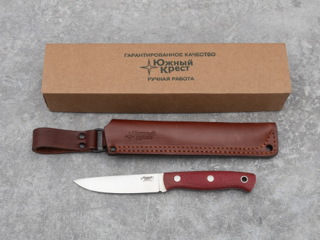 Нож Slender S, Рукоять -Микарта красная,насечка