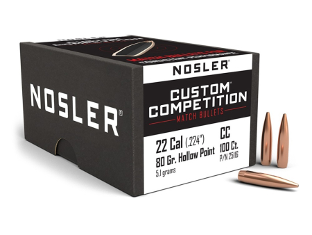 Пуля Nosler Custom Competition HPBT, кал. 22 / .224" (80 grain / 5,1 г) уп. 100 шт