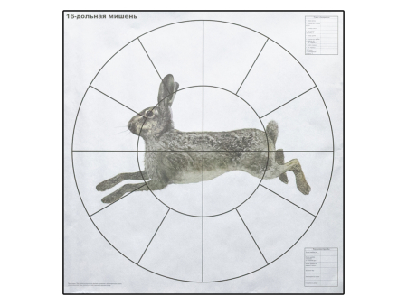 Мишень 16-дольная для пристрелки дробовых ружей «Русак» 800х800 мм 80 