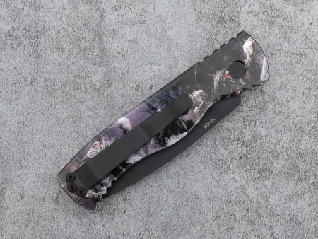 Автоматический складной нож Pro-Tech TR-2 Four Horsemen, рукоять Custom skull inlay, сталь 154CM DLC black (80 мм)