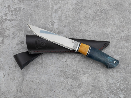 Нож Охотник Кузница Медведь (Х12МФ в обкладках 95Х18 через никль, вставка премиум стабилизированная карельская береза)