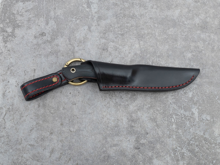 Нож BeaverKnife Hunting Knife (12091 Std/Elmax 2,5 мм, Чёрная микарта,  пин 607 Мамонт золото, Ножны классика)