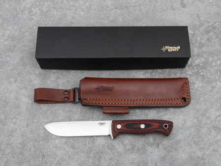 Нож Кедр L, Рукоять- Микарта красн-черная, насечка