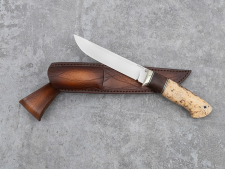 Нож Анчар Кузница Медведь (M390, больстер мельхиор, вставка айронвуд,
стабилизированная карельская береза, мозаичный пин под темляк)