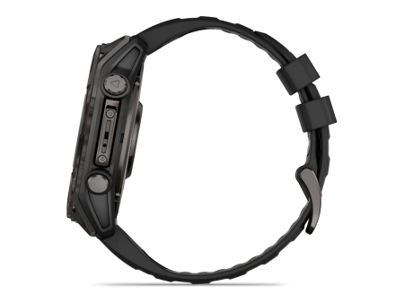 Наручные GPS смарт-часы GARMIN Fenix 8 - 51 мм AMOLED Sapphire Carbon Gray DLC Titanium, Black/Pebble Gray Silicone Band