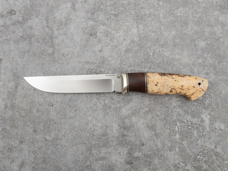 Нож Анчар Кузница Медведь (M390, больстер мельхиор, вставка айронвуд,
стабилизированная карельская береза, мозаичный пин под темляк)