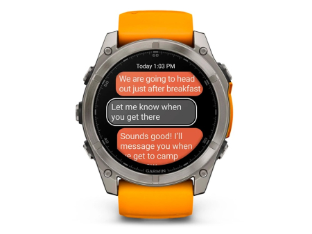 Наручные GPS смарт-часы GARMIN Fenix 8 - 51 мм AMOLED Sapphire Titanium Spark Orange/Graphite Silicone Band