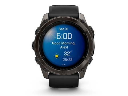 Наручные GPS смарт-часы GARMIN Fenix 8 - 51 мм AMOLED Sapphire Carbon Gray DLC Titanium, Black/Pebble Gray Silicone Band