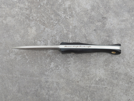 Нож BeaverKnife Pointer, рукоятка чёрная микарта с белыми лайнерами, пин "Мозайка", сталь Elmax (100 мм)