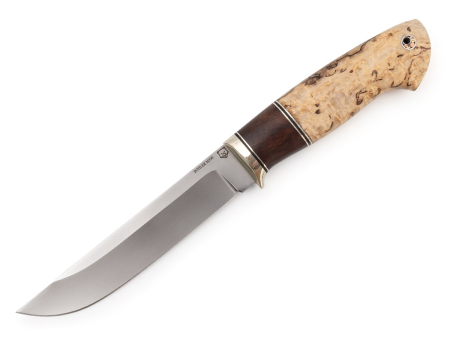 Нож Анчар Кузница Медведь (M390, больстер мельхиор, вставка айронвуд,
стабилизированная карельская береза, мозаичный пин под темляк)