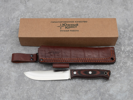 Нож Южный крест Модель X, рукоять Микарта красно-черная, насечка