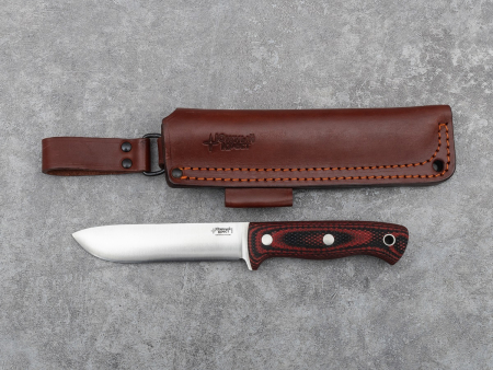 Нож Кедр L, Рукоять- Микарта красн-черная, насечка