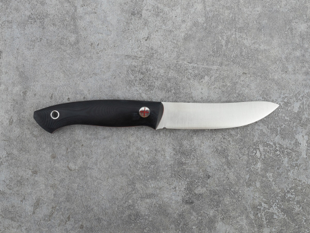 Нож BeaverKnife Hunting Knife (12092 Std/MC 2,5 мм, чёрная микарта,  пин Флаг, ножны классика)