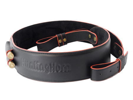 Ремень для винтовки HuntingHorn с ячейками под два патрона, кожа, черный (HH124707)