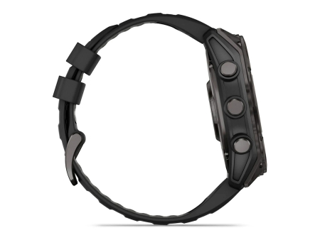 Наручные GPS смарт-часы GARMIN Fenix 8 - 51 мм AMOLED Sapphire Carbon Gray DLC Titanium, Black/Pebble Gray Silicone Band