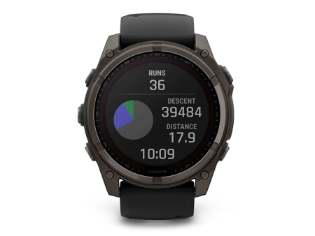 Наручные GPS смарт-часы GARMIN Fenix 8 - 51 мм SOLAR Sapphire Carbon Gray DLC Titanium, Black/Pebble Gray Silicone Band